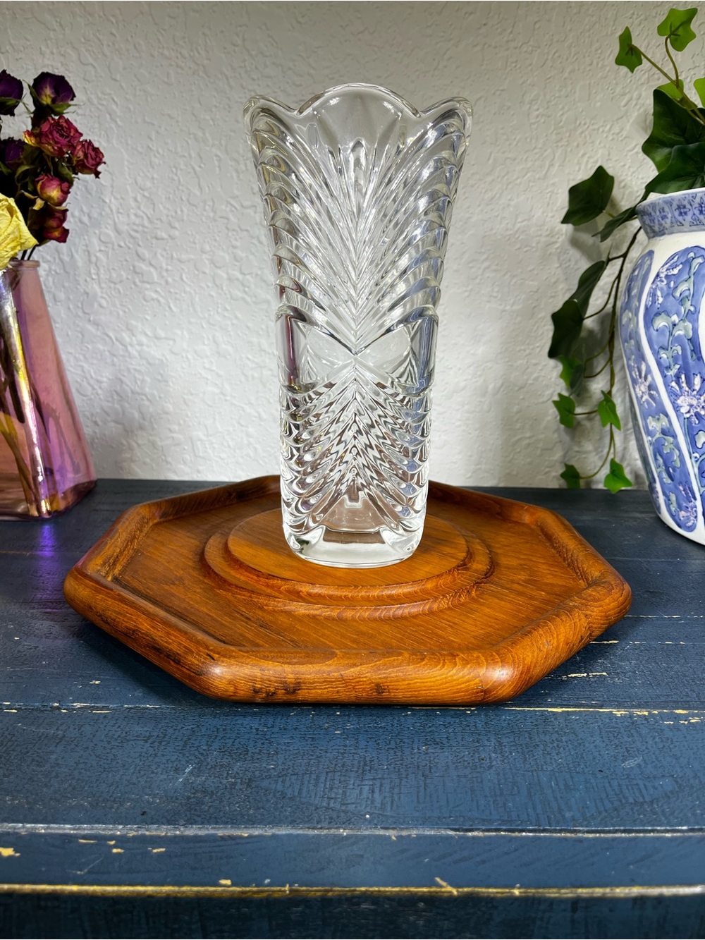 Vintage RCR (Royal Crystal Rock)  Crystal Vase “Aurea” pattern